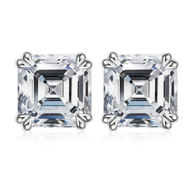 ロイヤルアッシャーカット モアサナイト 一粒スタッドピアス | 18K