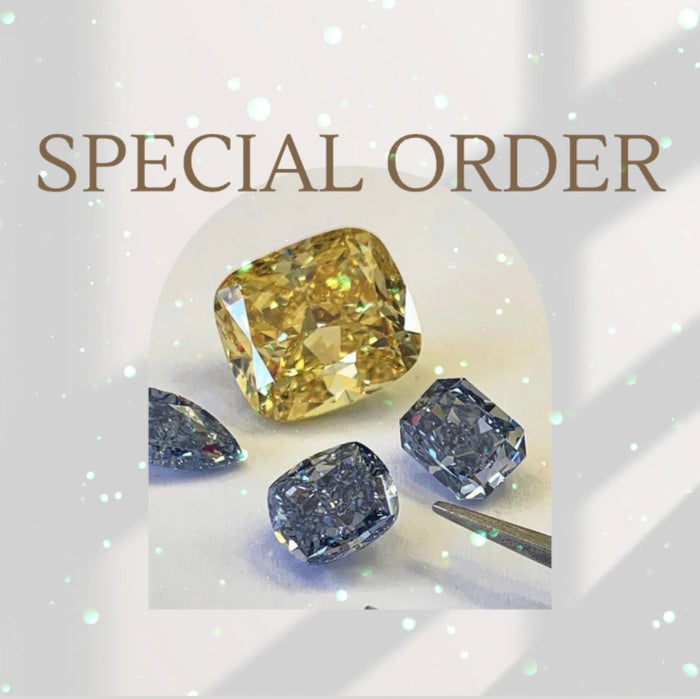 SPECIAL ORDERの文字とイエローとブルーグレーのルース