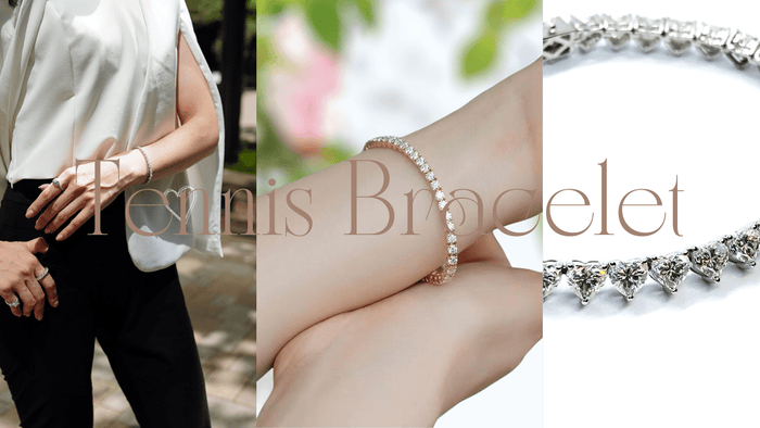 「Tennis Bracelet」の文字とテニスブレスレットの着用写真3枚