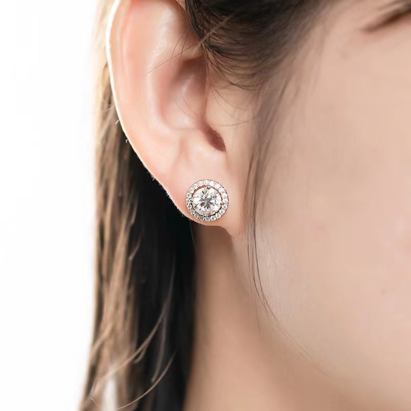 Halo Round Brilliant Cut Earrings