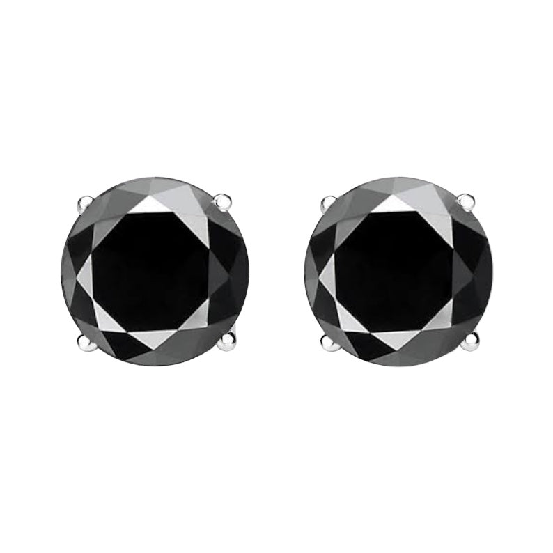 black stone round stud earrings