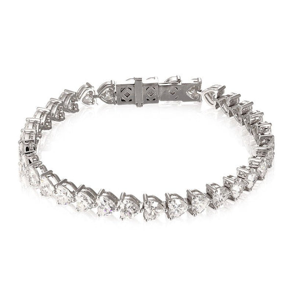 ハートシェイプ 計約13.0カラット テニスブレスレット - RADIANN moissanite fine jewelry | モアサナイトファインジュエリーブレスレットハートシェイプ 計約13.0カラット テニスブレスレット