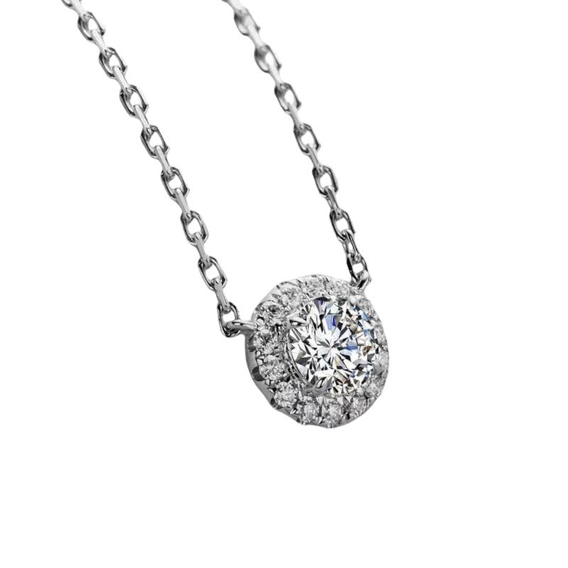 <transcy>Round Brilliant Cut Halo Necklace</transcy>