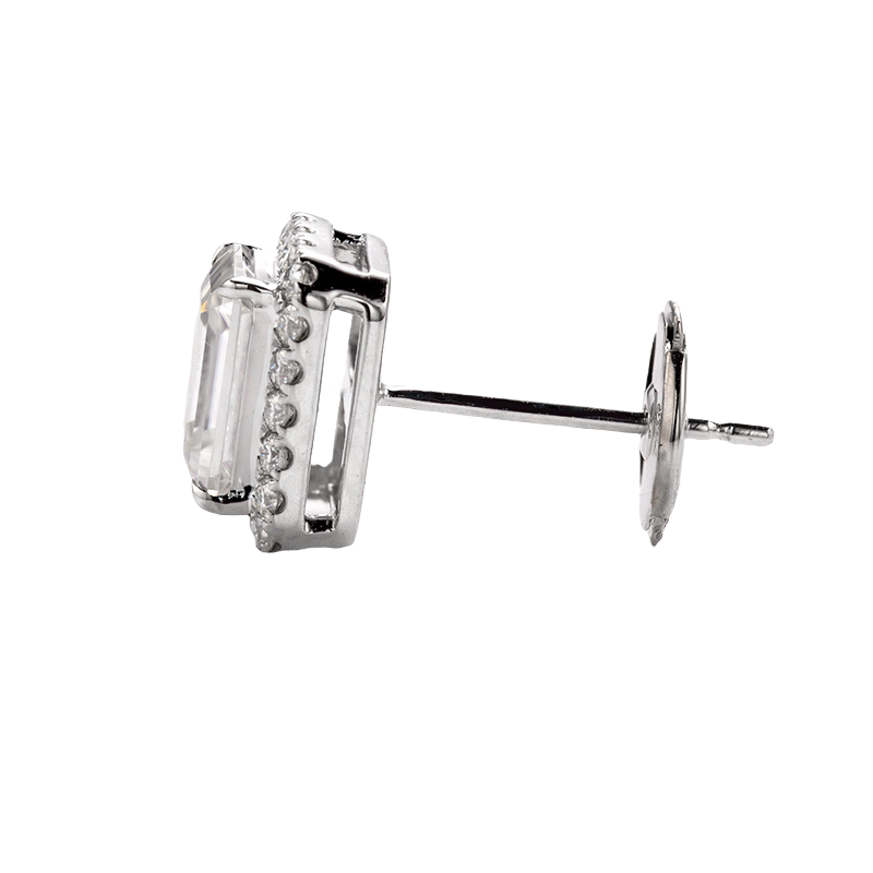 <tc>Halo Emerald Cut 1.0 Carat Stud Earrings</tc>