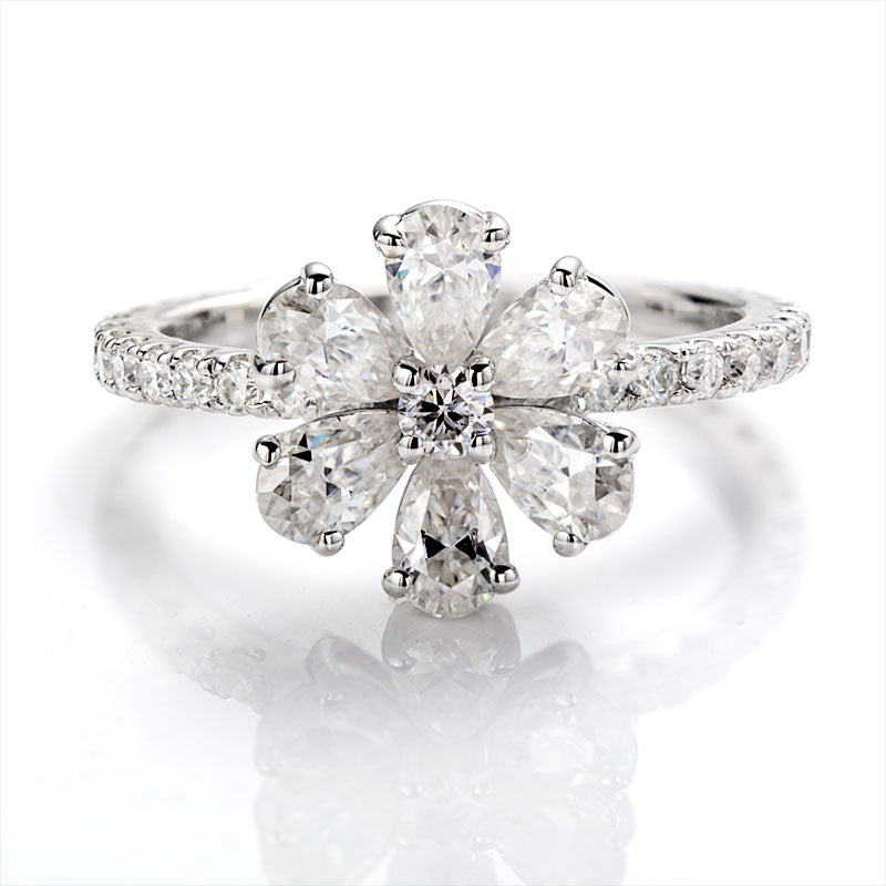 Pear Shape Flower Full Eternity Ring